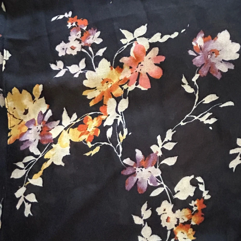 J.Jill Navy Floral Infinity Scarf Lightweight Sheer Fall Spring